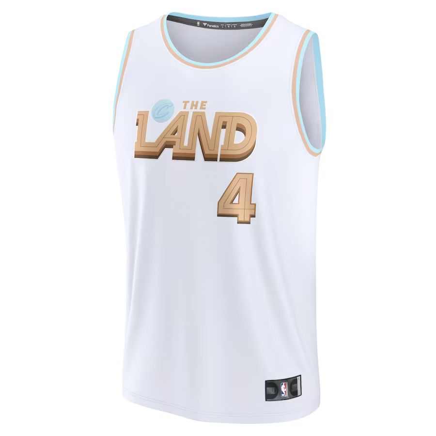 Men Cleveland Cavaliers 4 Evan Mobley Fanatics Branded White City Edition 2022-23 Fastbreak NBA Jersey